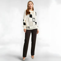 Gilda Patchwork Square Pointelle Oversized Knit Jumper