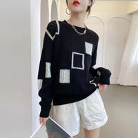 Gilda Patchwork Square Pointelle Oversized Knit Jumper