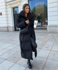 Leonie Funnel Neck Belted Long Line Quilted Puffer Coat