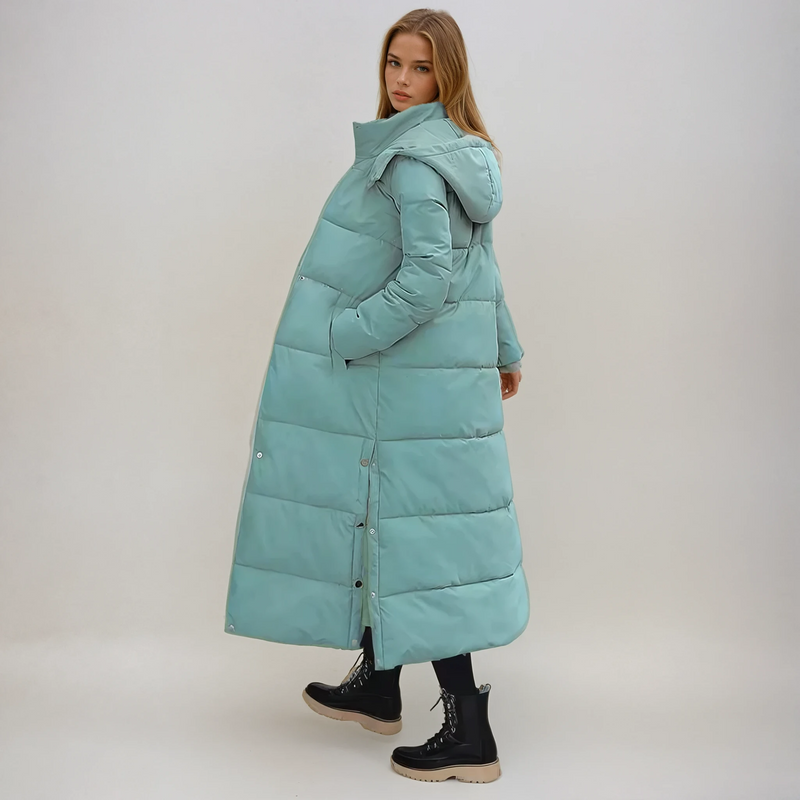 Ottilie Hooded Long Line Quilted Baffle Puffer Coat
