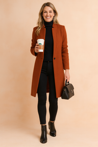 Elowen Slim Longline Single Breasted Notch Lapel Coat