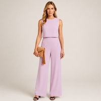 Felicity High Neck Sleeveless Wide Leg Tailored Jumpsuit