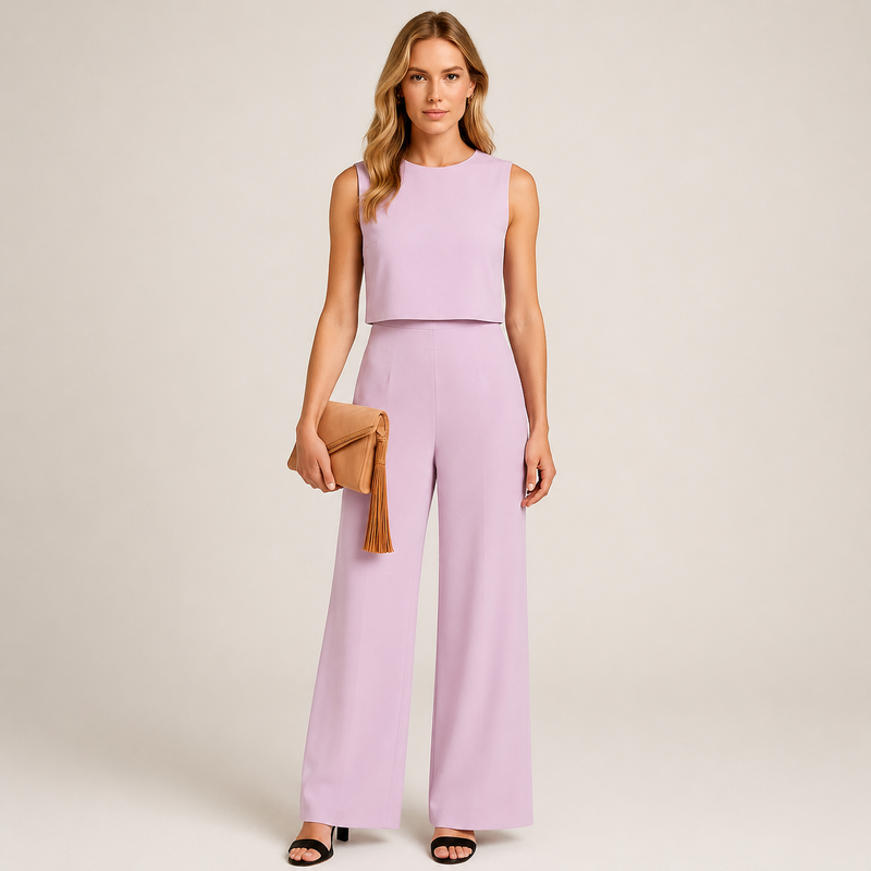 Felicity High Neck Sleeveless Wide Leg Tailored Jumpsuit