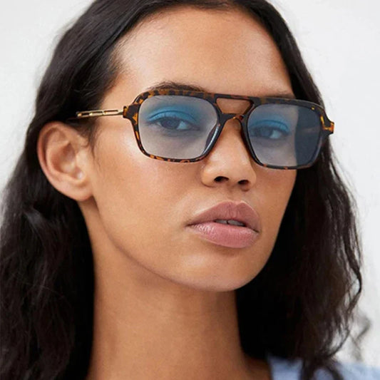 Isla Double Bridge Flat Front Square Aviator Sunglasses
