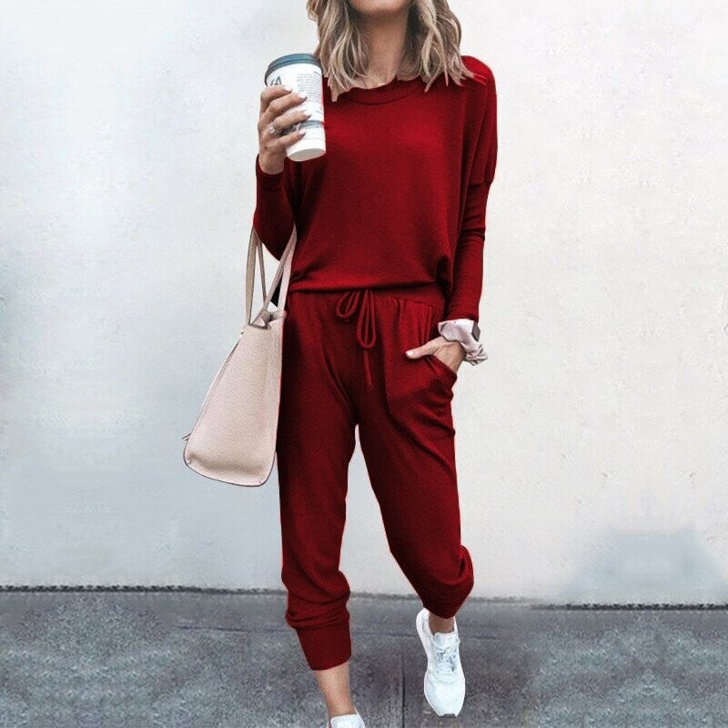 Jolie Brushed Sweatshirt and Tapered Drawcord Jogger Set
