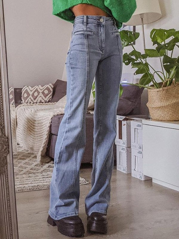Marielle Star Patch Detail High Waist Flared Denim Jeans