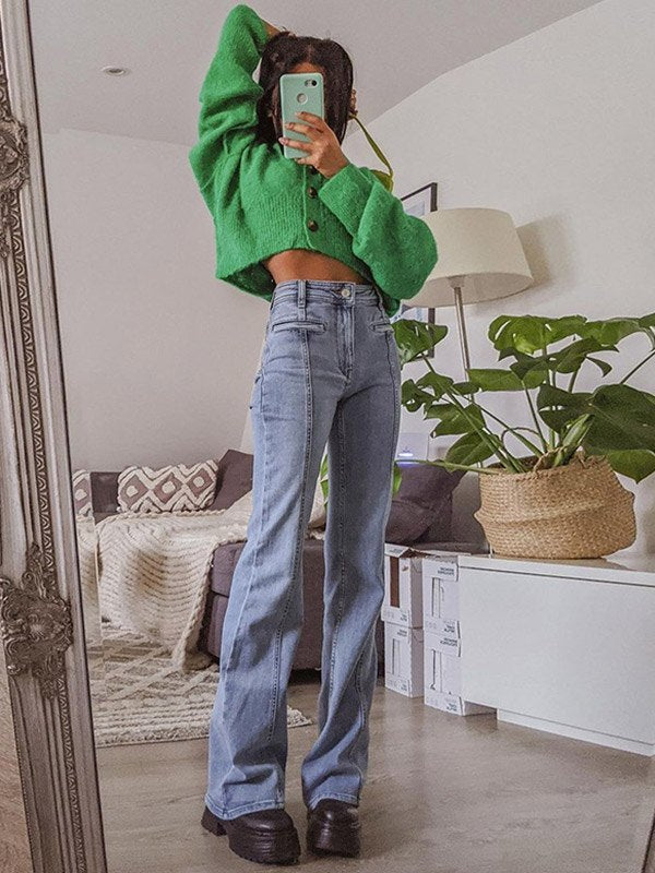 Marielle Star Patch Detail High Waist Flared Denim Jeans