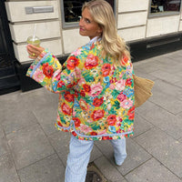 Isadora All Over Floral Print Quilted Oversized Chore Jacket