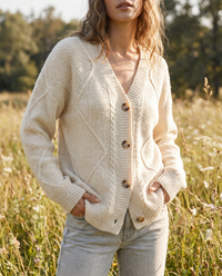 Nerissa Cable Panel Deep V Oversized Longline Cardigan