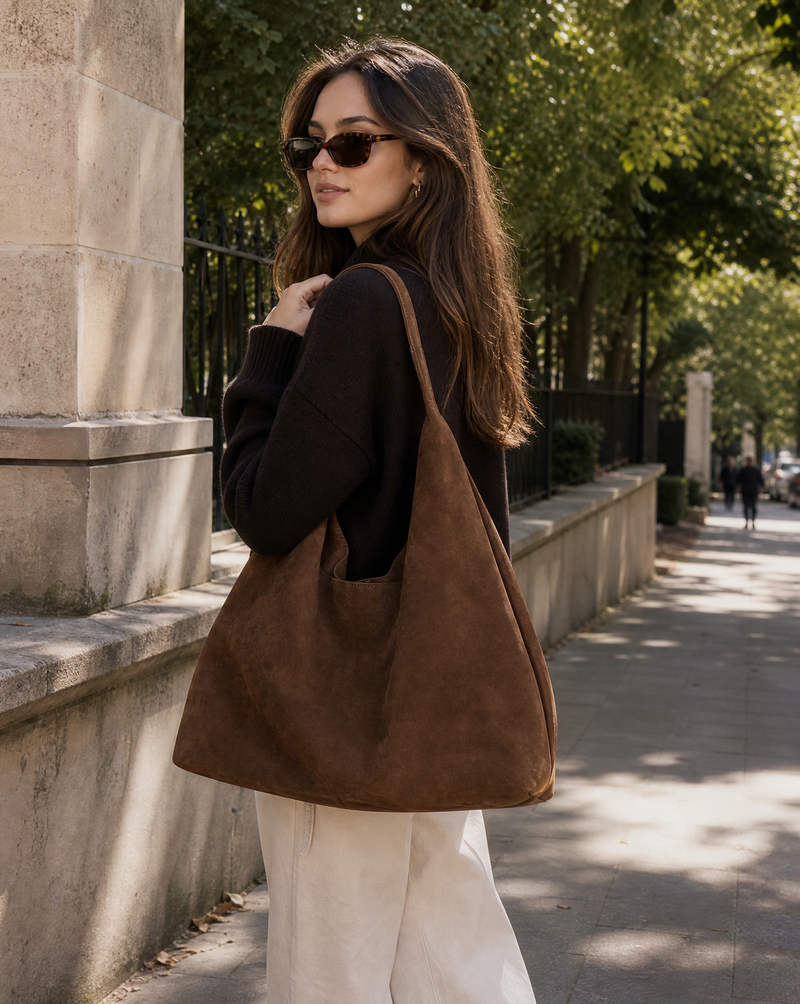 Elise Slouchy Brushed Finish Oversized Hobo Bag