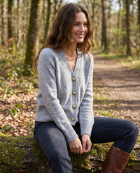 Florence Gold Button Side Split V Neck Longline Cardigan