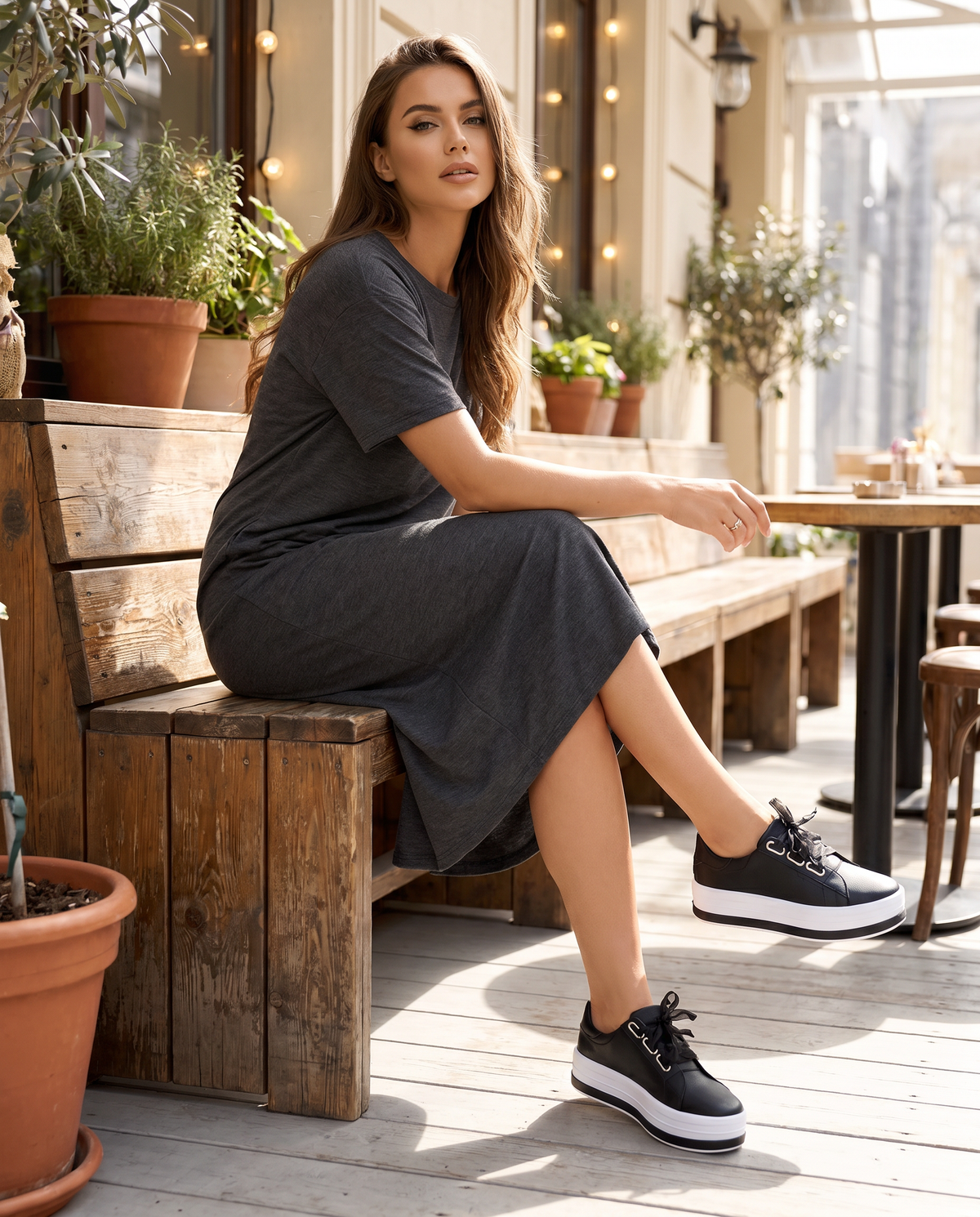 Lucile Lace Up Chunky Platform Sole Everyday Court Trainers