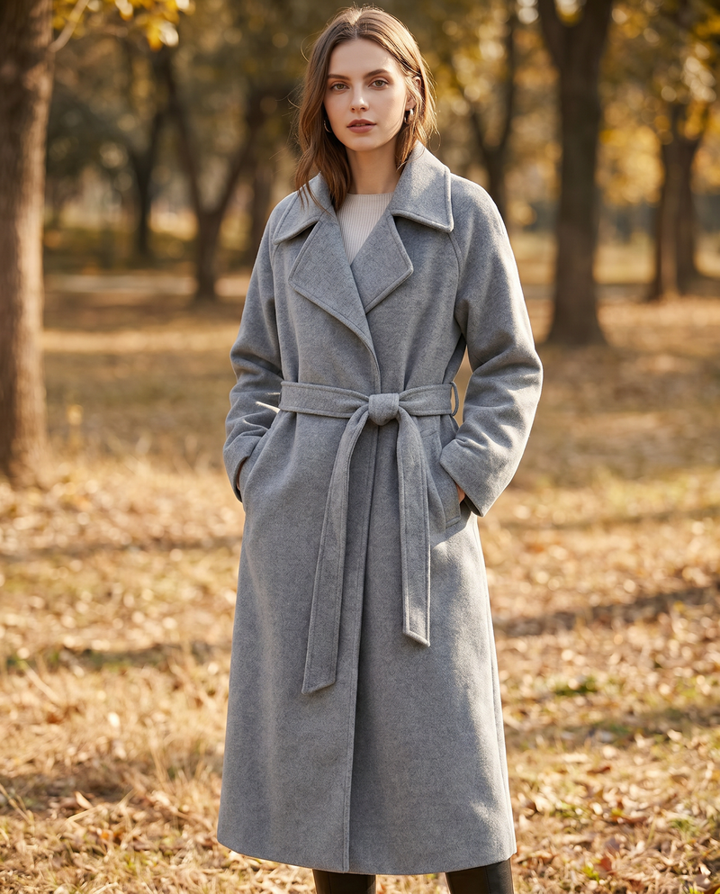 Beatrix Shawl Collar Self Tie Belted Long Duster Coat