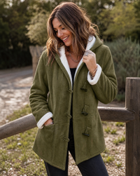 Thea Hooded Toggle Front Sherpa Lined Duffle Coat