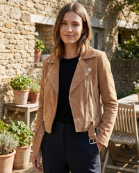Margot Asymmetric Zip Cropped Moto Biker Jacket