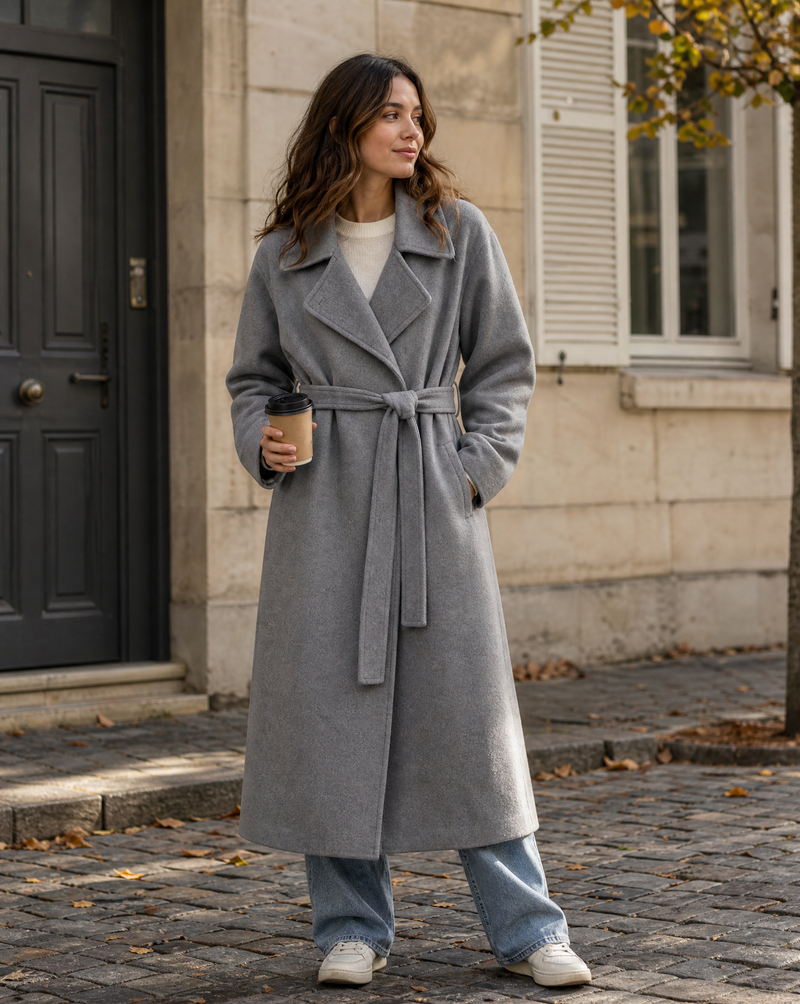 Beatrix Shawl Collar Self Tie Belted Long Duster Coat