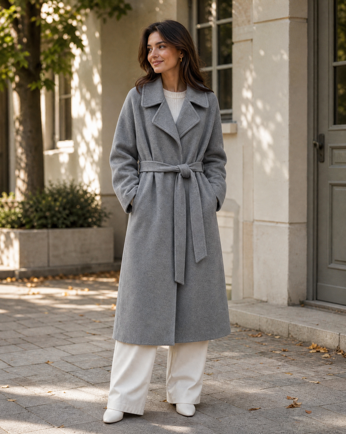 Beatrix Shawl Collar Self Tie Belted Long Duster Coat