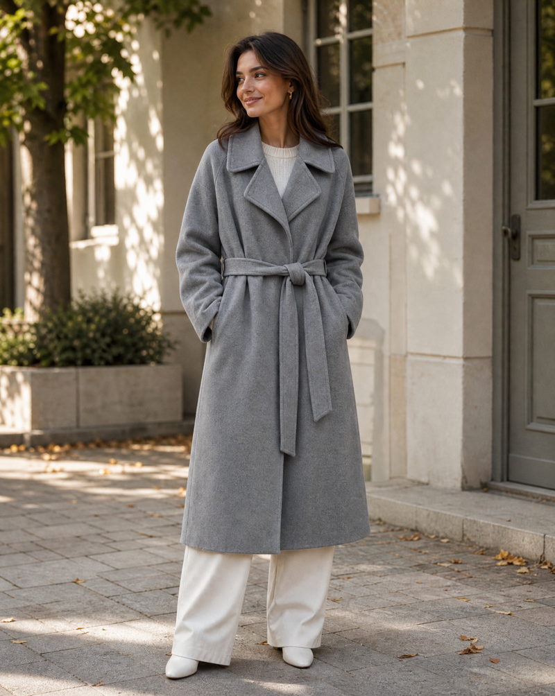 Beatrix Shawl Collar Self Tie Belted Long Duster Coat