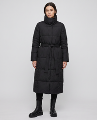 Leonie Funnel Neck Belted Long Line Quilted Puffer Coat
