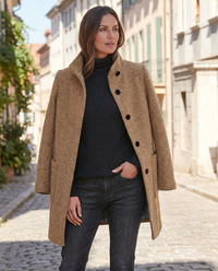 Marisol Button Through Patch Pocket Textured Midi Coat