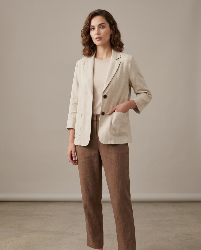 Belle Two Button Slub Texture Relaxed Everyday Blazer