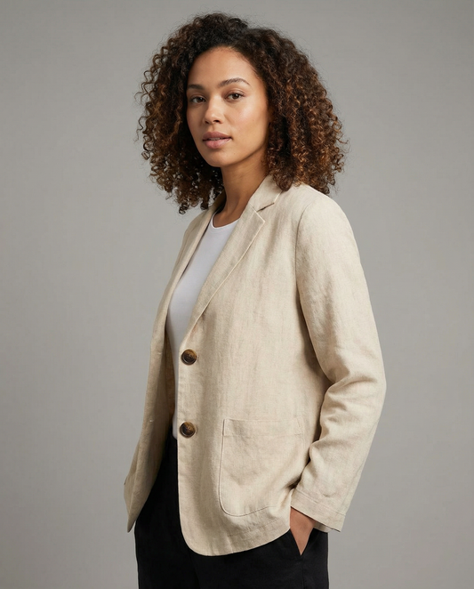 Belle Two Button Slub Texture Relaxed Everyday Blazer