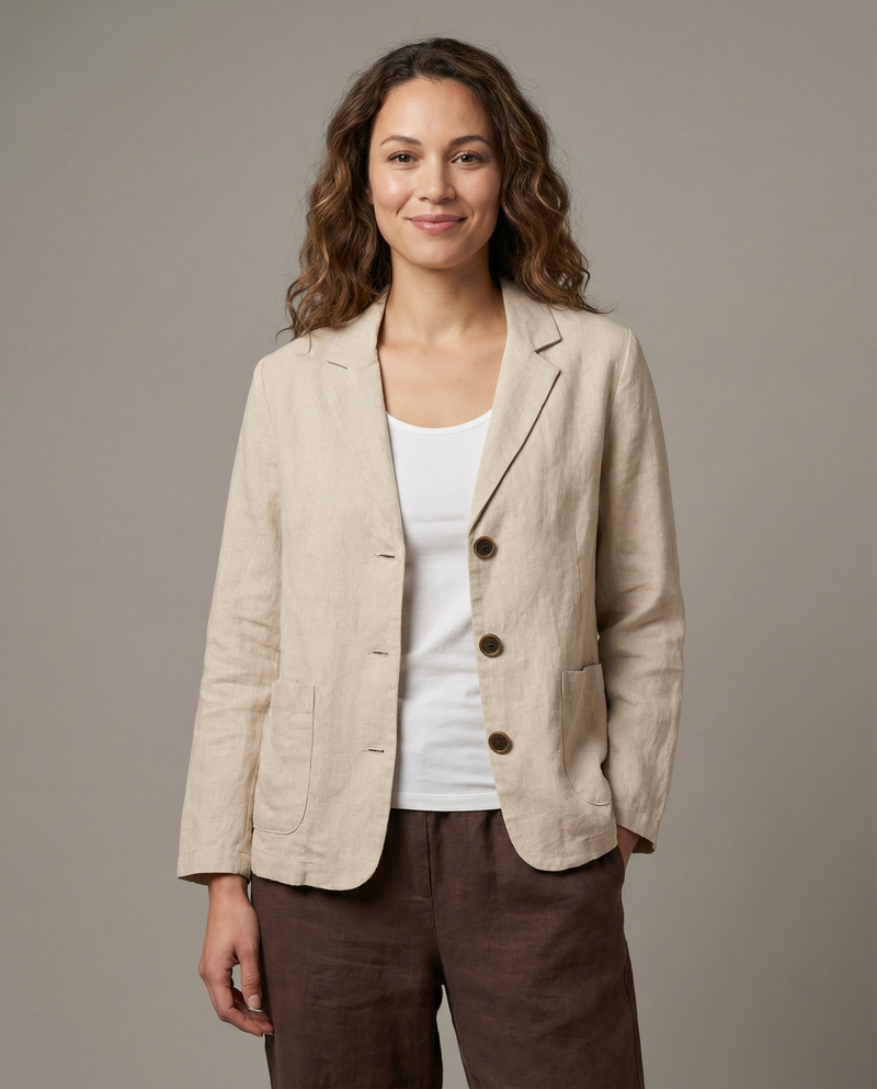 Belle Two Button Slub Texture Relaxed Everyday Blazer