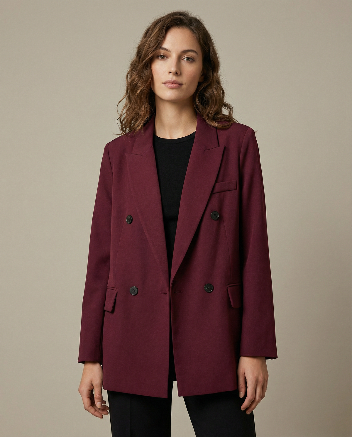 Quinn Tailored Structured Shoulder Double Breasted Blazer