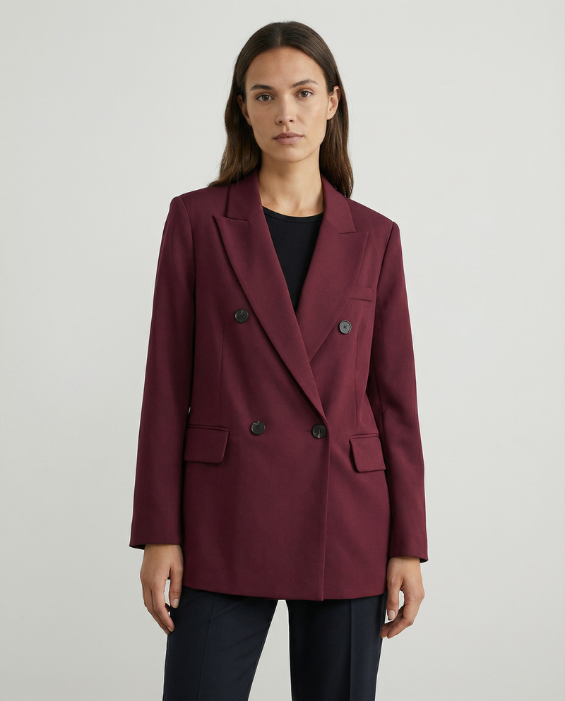 Quinn Tailored Structured Shoulder Double Breasted Blazer