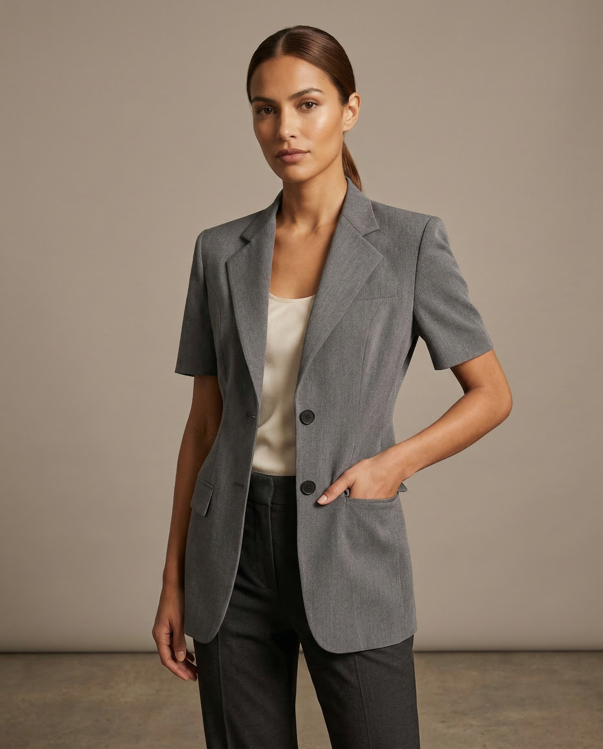 Adelaide Short Sleeve Nipped Waist Tailored Blazer