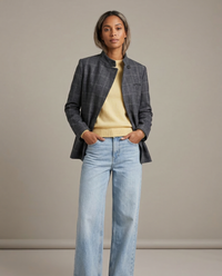 Eden Windowpane Check Single Breasted Longline Blazer