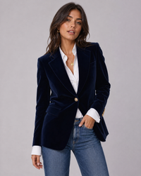 Naomi Velvet Single Gold Button Fitted Evening Blazer