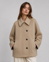 Wilhelmina Wide Flat Collar Oversized Cocoon Short Coat