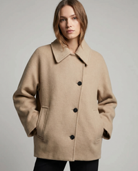 Wilhelmina Wide Flat Collar Oversized Cocoon Short Coat
