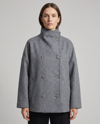 Sabine Funnel Collar Double Breasted Cocoon Short Coat
