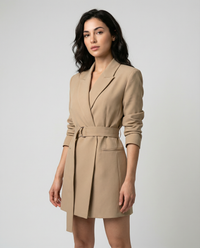 Rosalie Wrap Front Tie Belted Mini Blazer Dress