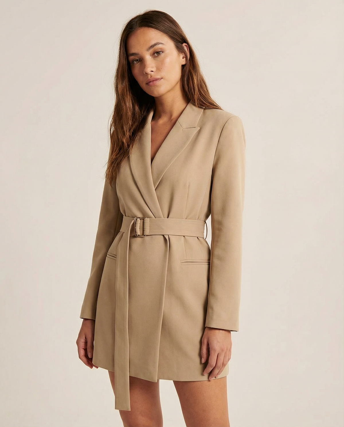 Rosalie Wrap Front Tie Belted Mini Blazer Dress