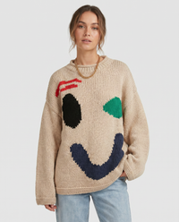 Annika Abstract Shape Intarsia Oversized Slouch Knit Jumper