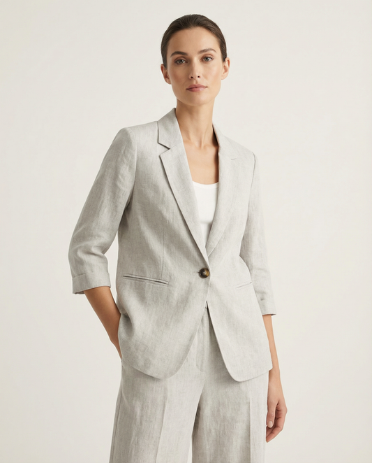 Camille Single Button Soft Shoulder Longline Suit Blazer