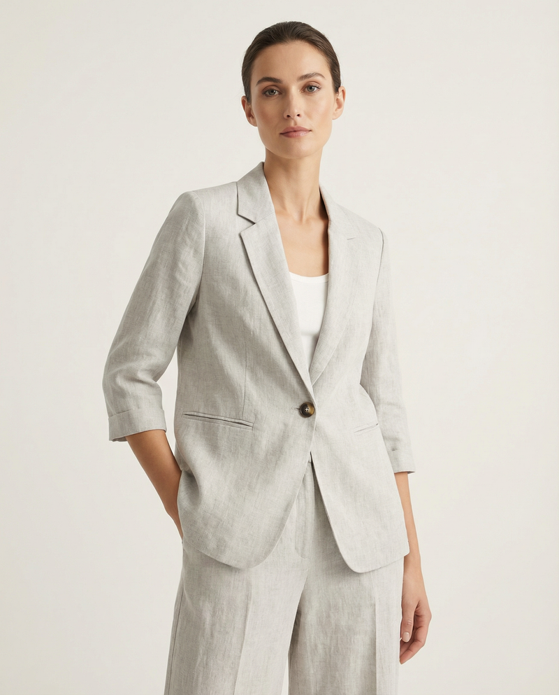 Camille Single Button Soft Shoulder Longline Suit Blazer