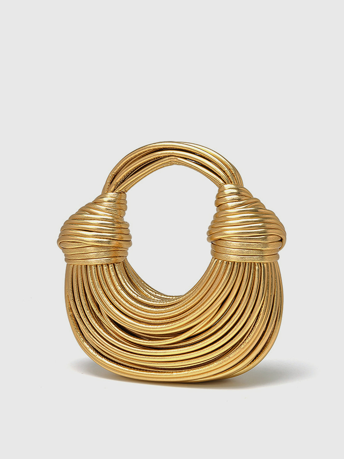 Nina Coiled Gold Wire Knot Handle Occasion Bag - Gold