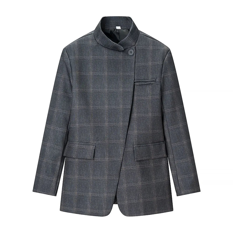 Eden Windowpane Check Single Breasted Longline Blazer