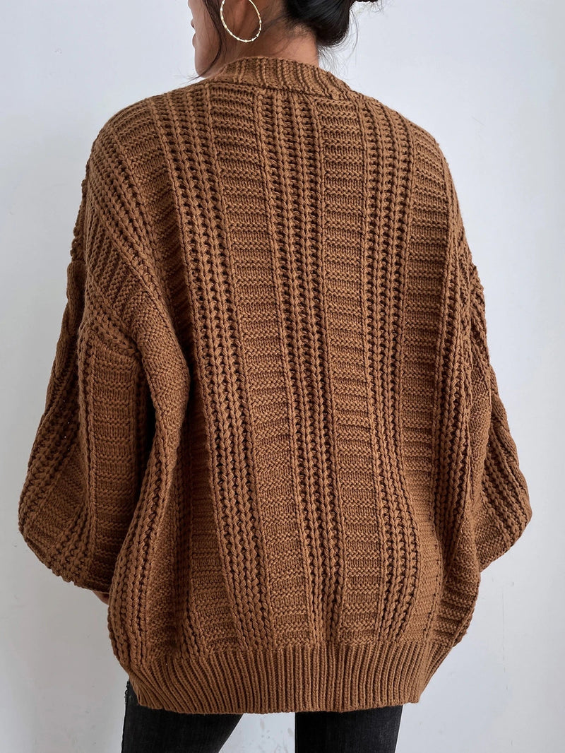 Junia Chunky Cable Batwing Sleeve Oversized Open Cardigan