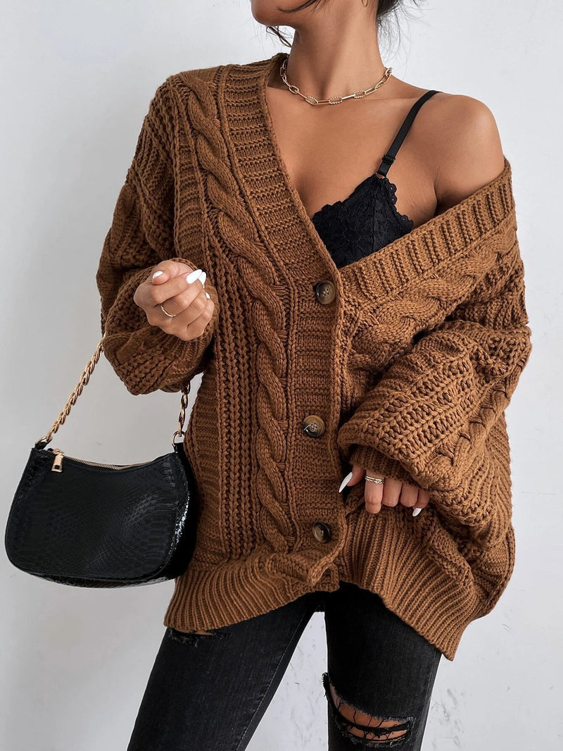 Junia Chunky Cable Batwing Sleeve Oversized Open Cardigan