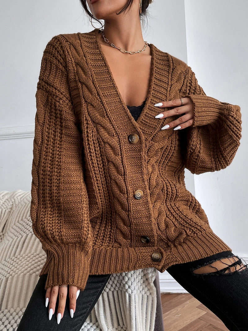 Junia Chunky Cable Batwing Sleeve Oversized Open Cardigan