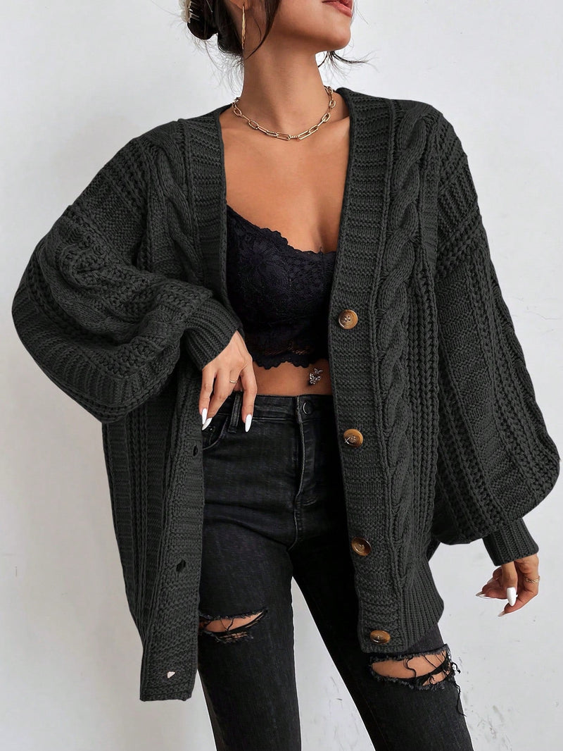 Junia Chunky Cable Batwing Sleeve Oversized Open Cardigan
