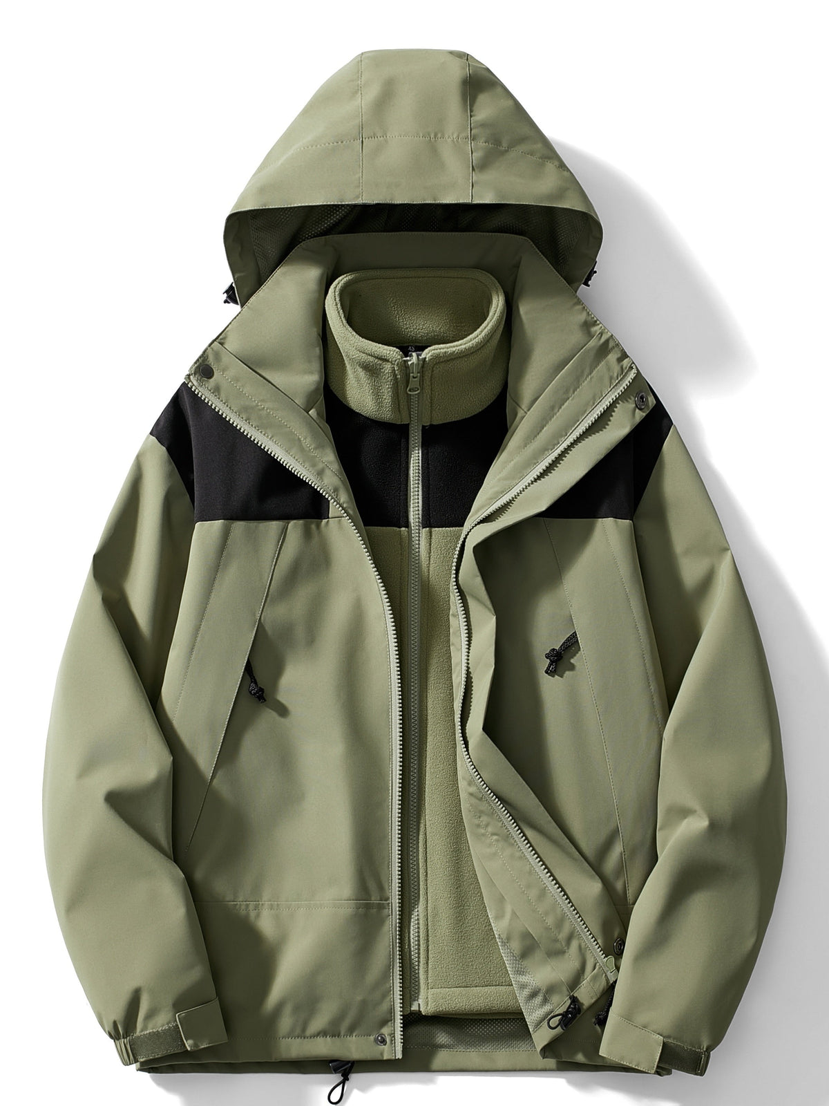 Evangeline Colour Block Hooded Zip Front Outdoor Shell Jacket