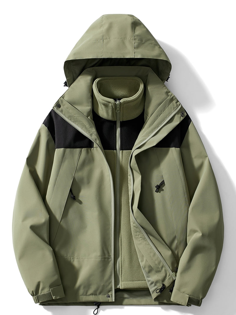 Evangeline Colour Block Hooded Zip Front Outdoor Shell Jacket