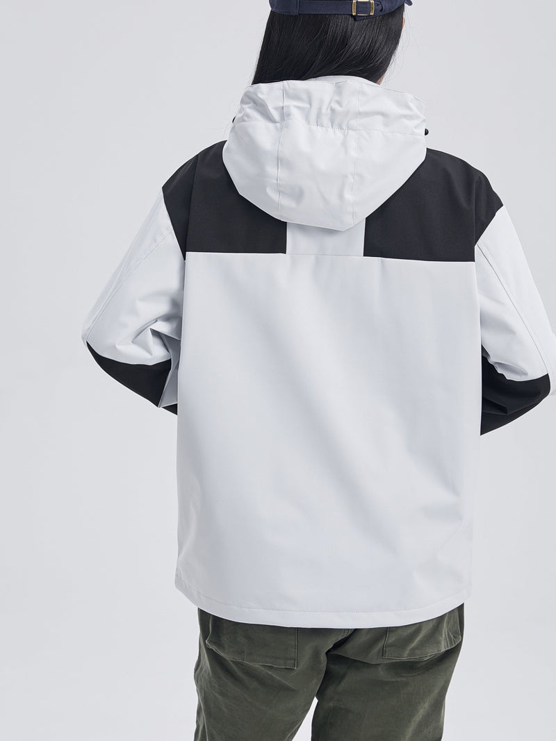 Evangeline Colour Block Hooded Zip Front Outdoor Shell Jacket