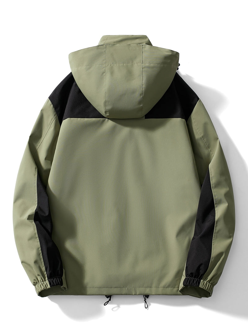 Evangeline Colour Block Hooded Zip Front Outdoor Shell Jacket